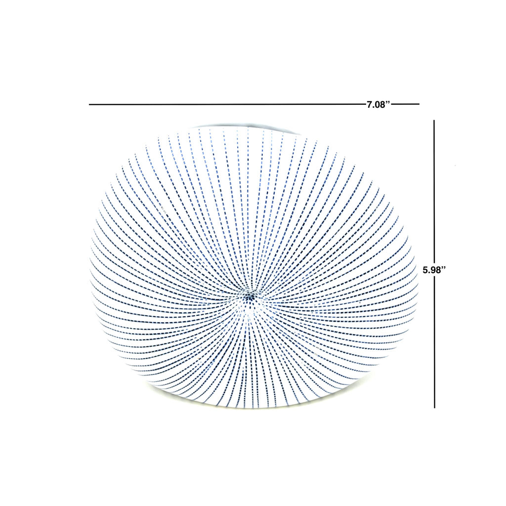 Diva Round Vase - White with Blue Dashes - dimensions