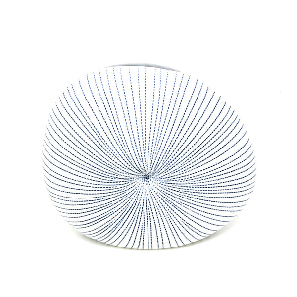Diva Round Vase - White with Blue Dashes