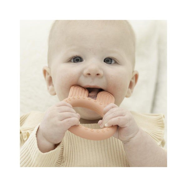 Bella Tunno Rabbit Rattle Teether - in use