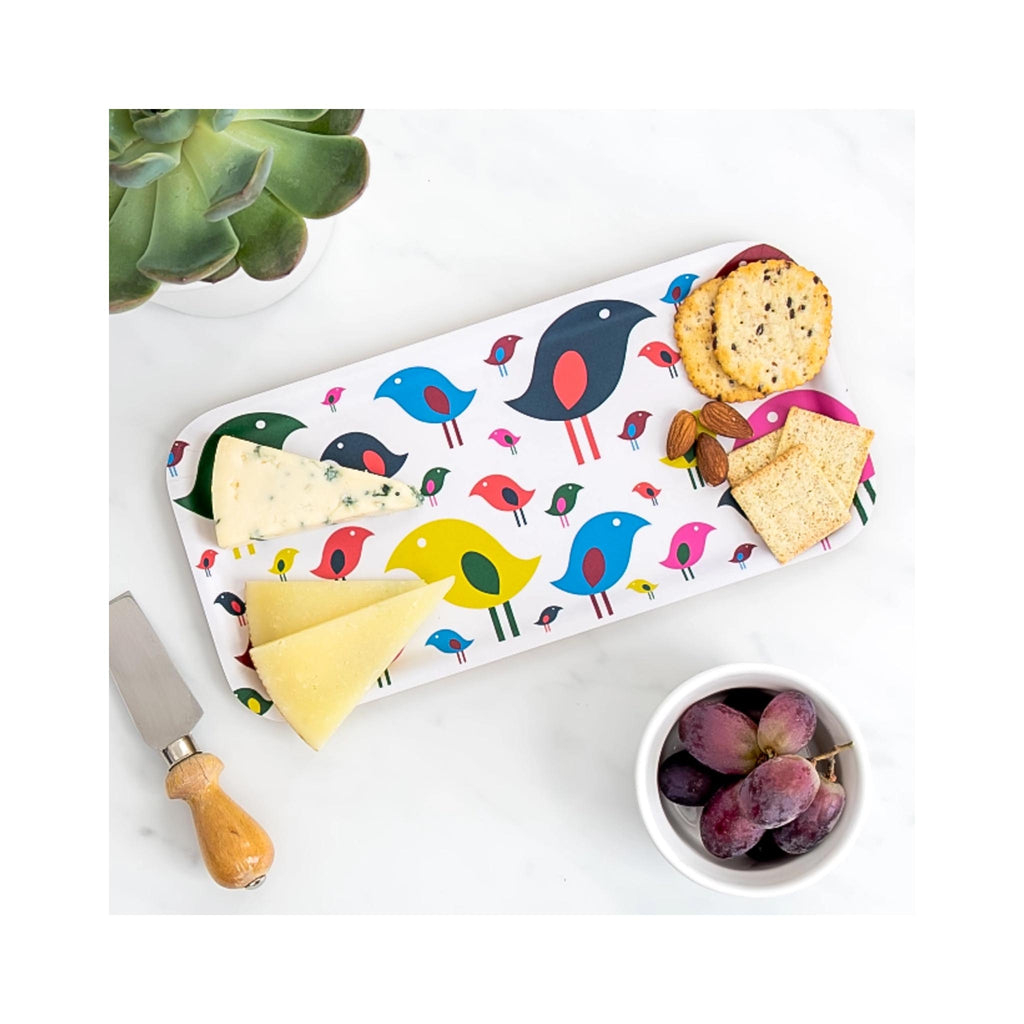 Bright Bird Birch Serving Tray - in use