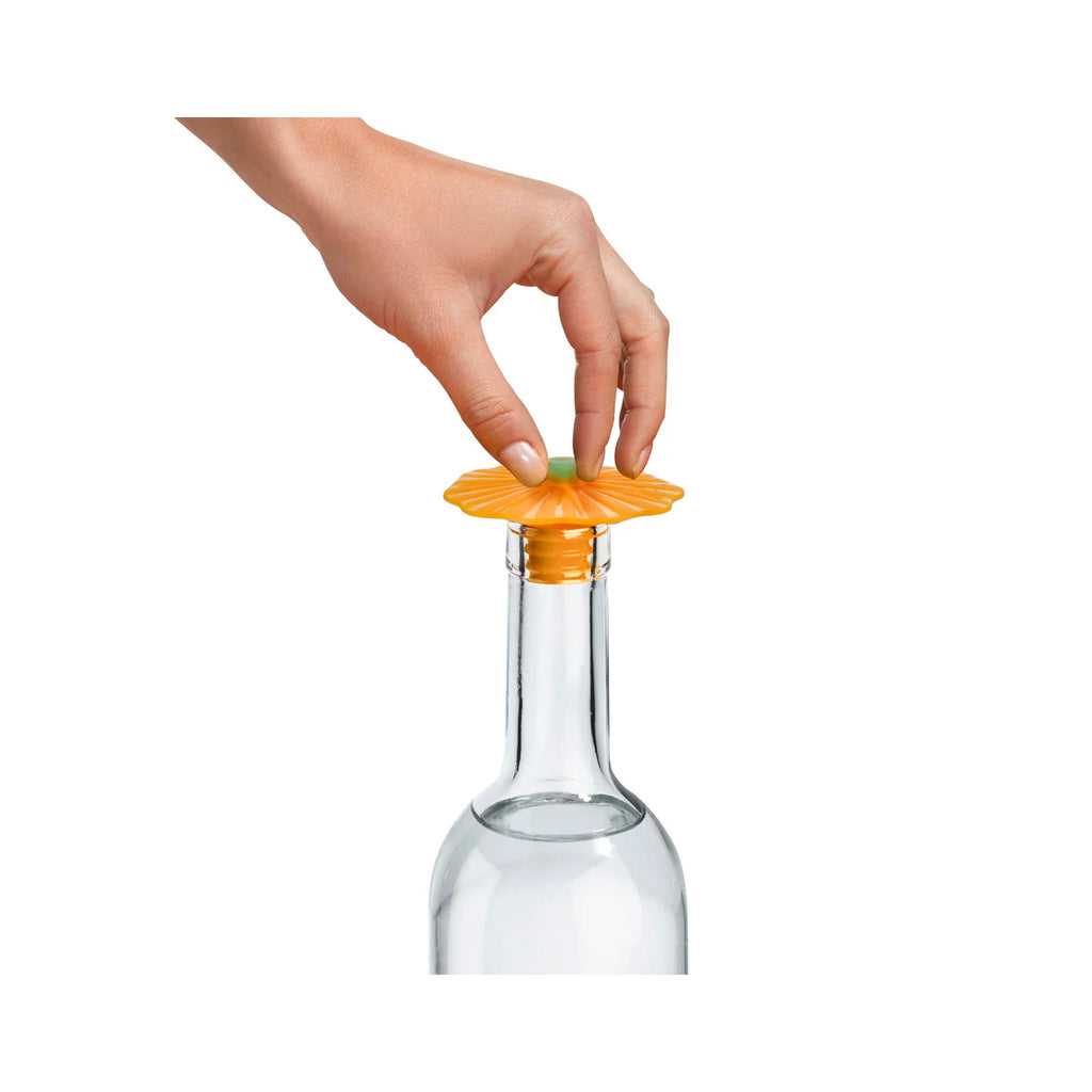Silicone Pumpkin Bottle Stopper - in use
