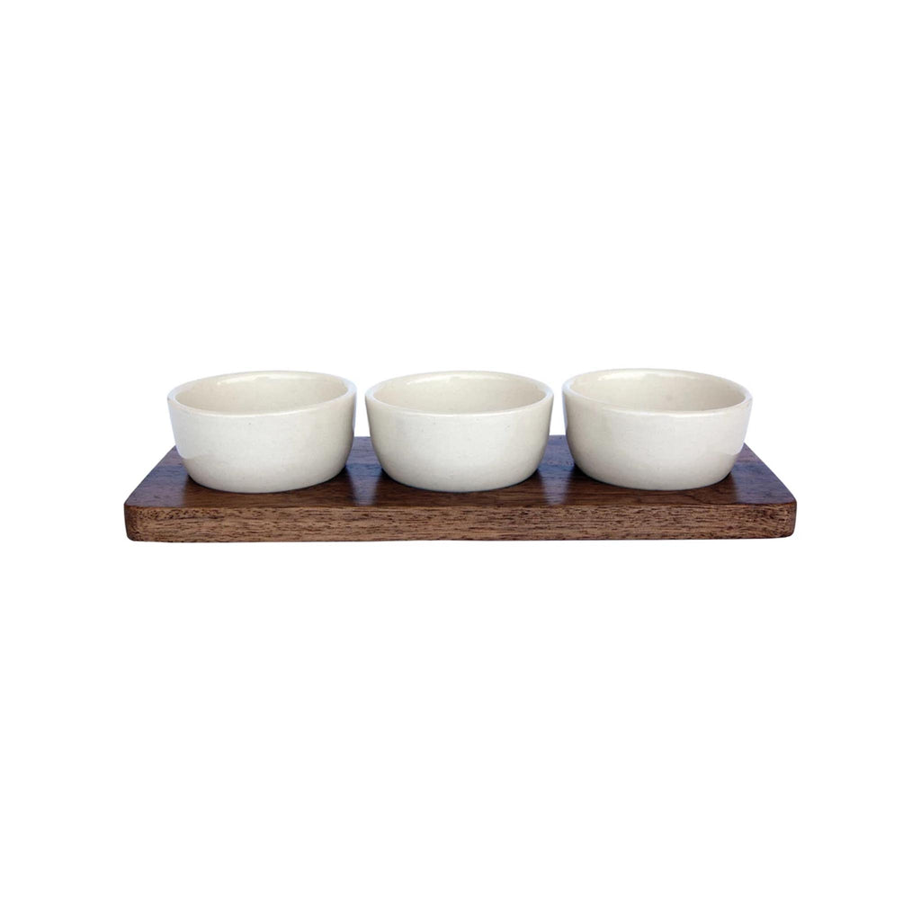 Mango Wood Condiment Bowls Set