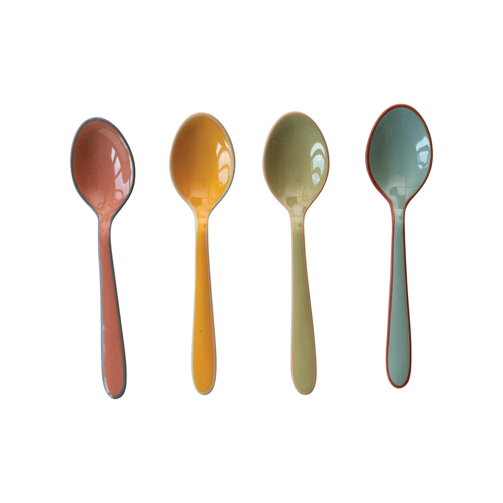 Colored Enamel Spoon Set of 4