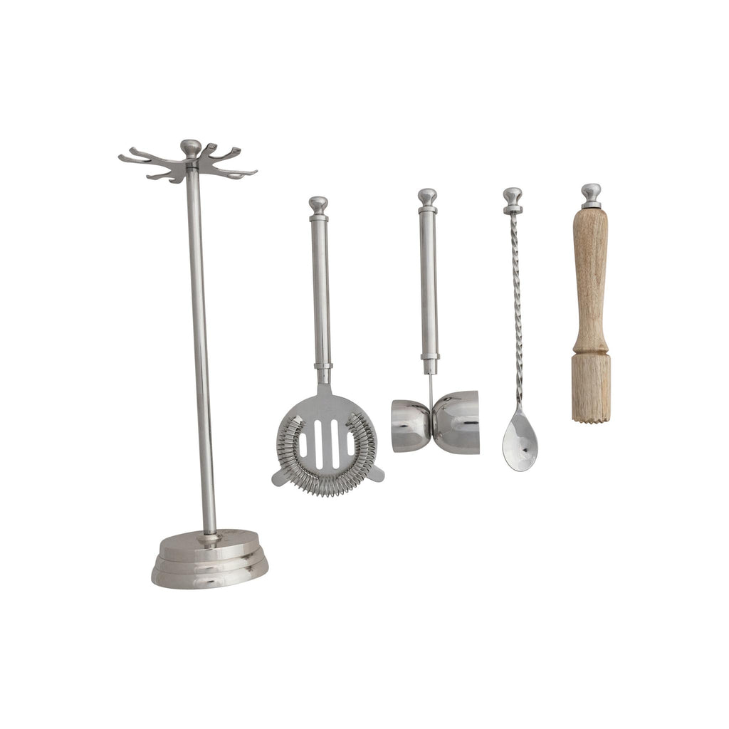 Stainless Steel & Mango Wood Bar Tools Set