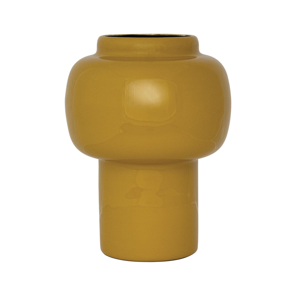 Ochre Enameled Metal Vase