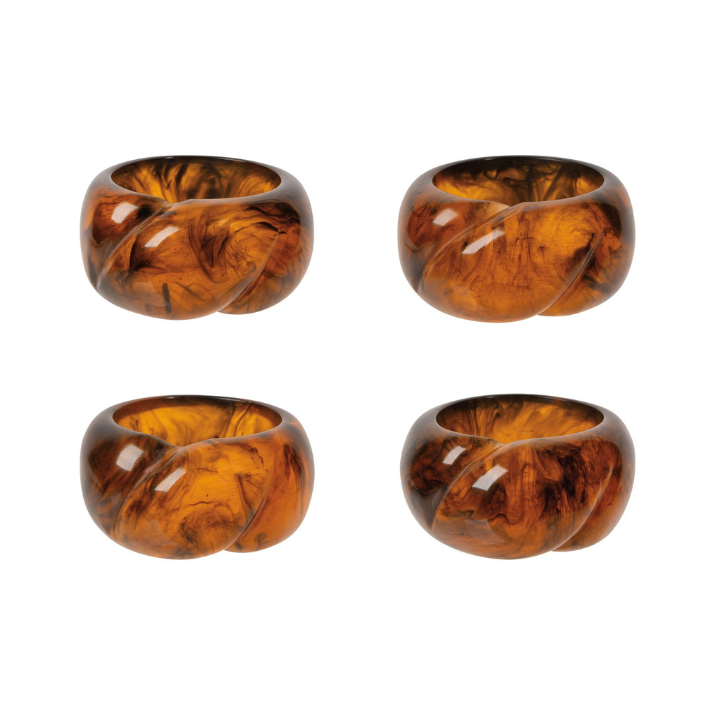 Resin Tortoise Shell Napkin Rings Set of 4
