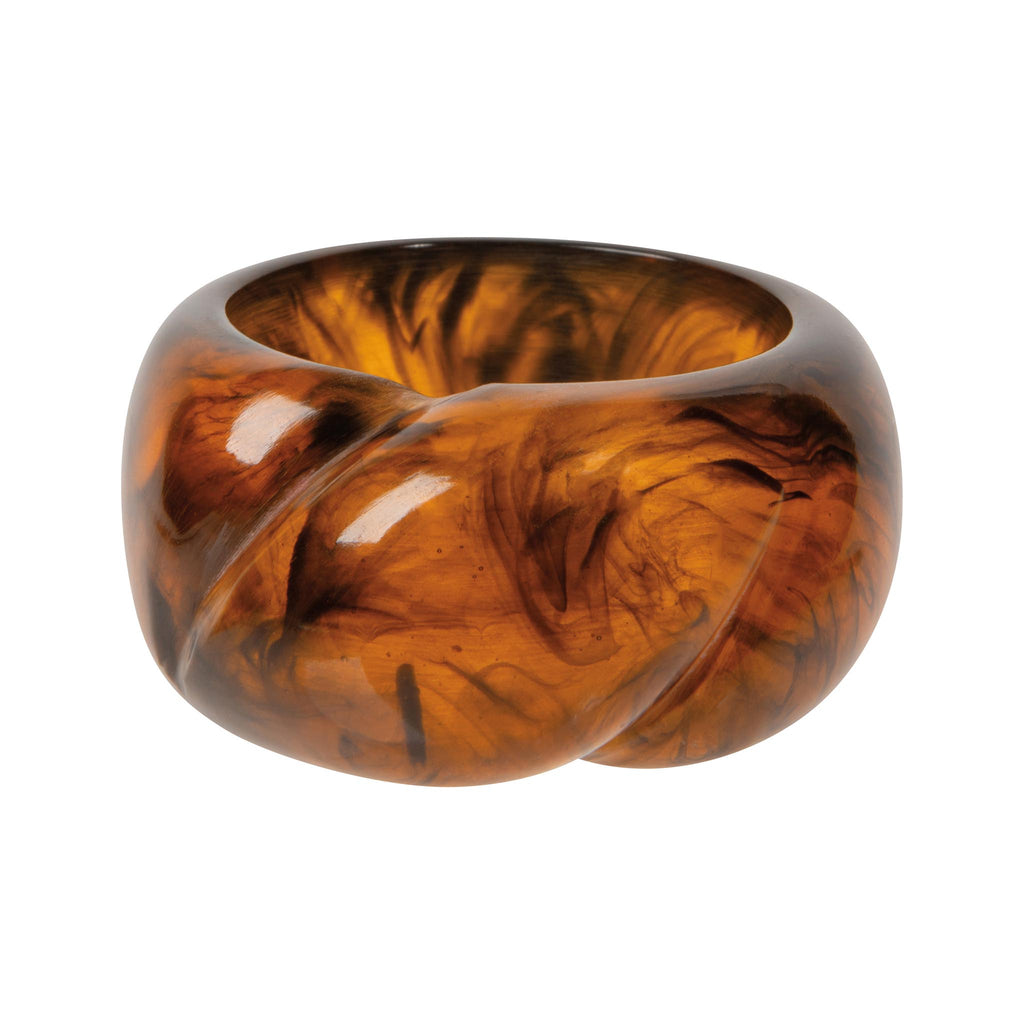 Resin Tortoise Shell Napkin Rings Set of 4 - close up