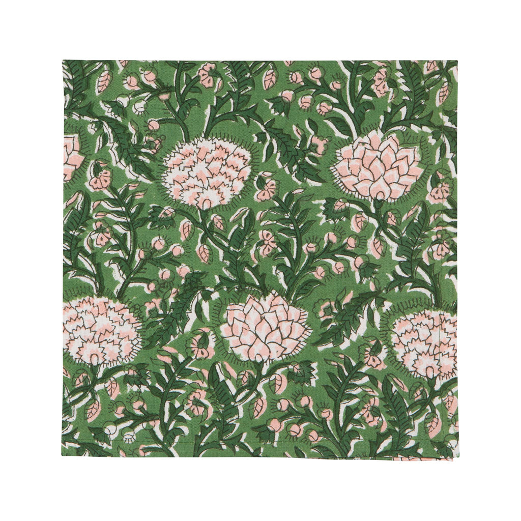 Peony Block Print Napkin Set of 4 - detail