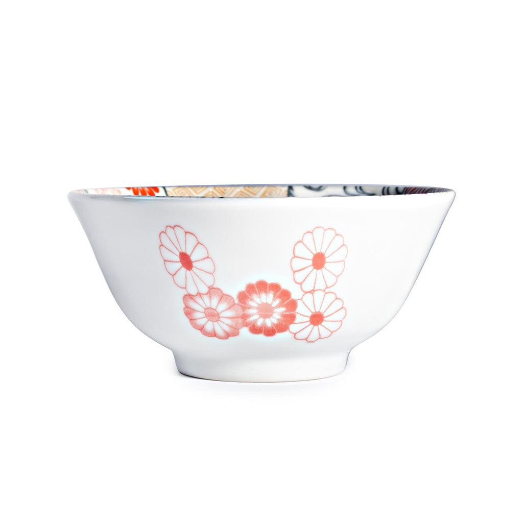 Japanese Red Multi Patterned Bowls-6"