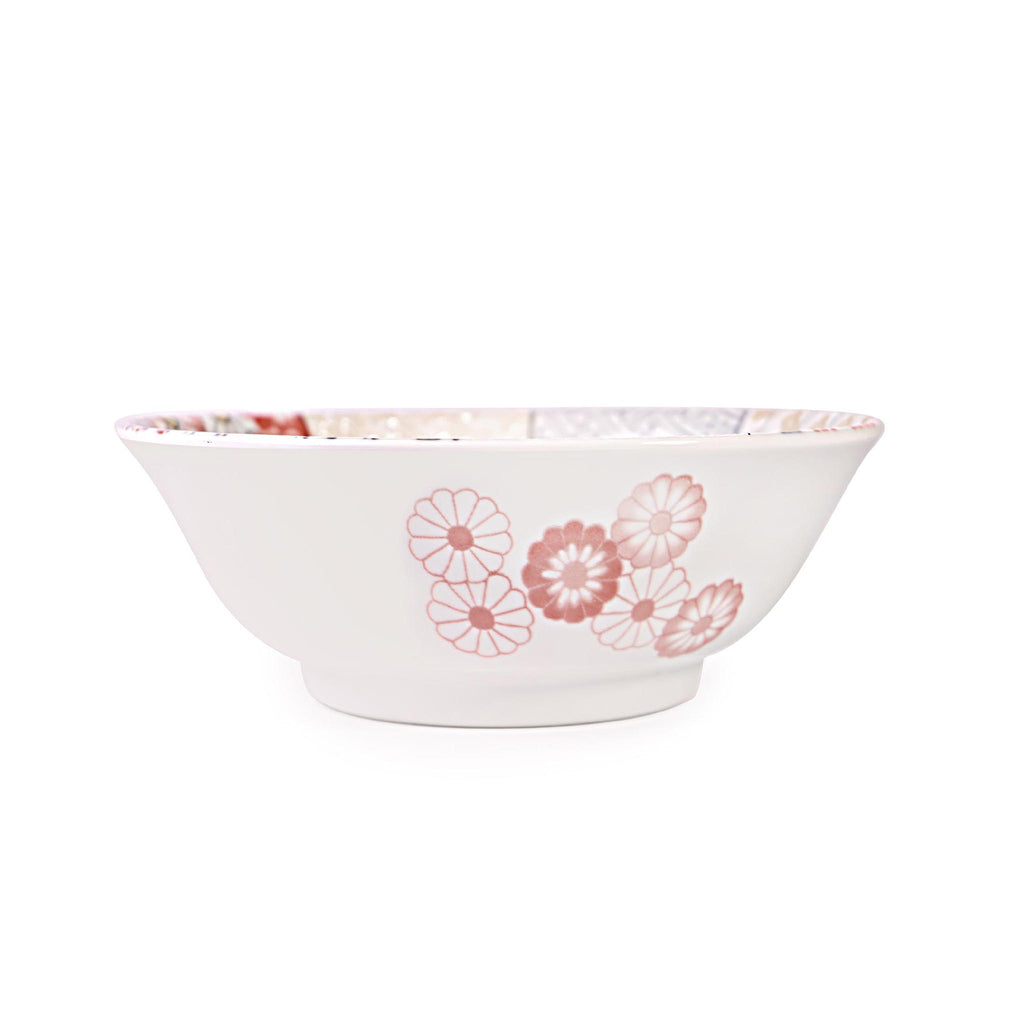 Japanese Red Multi Patterned Bowls - 7.25"