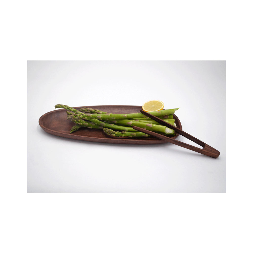 Hand-crafted Walnut Tongs - in use