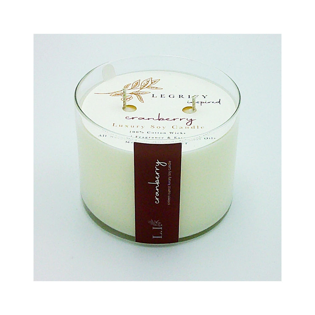 Cranberry Classic Glass 2 Wick Soy Candle