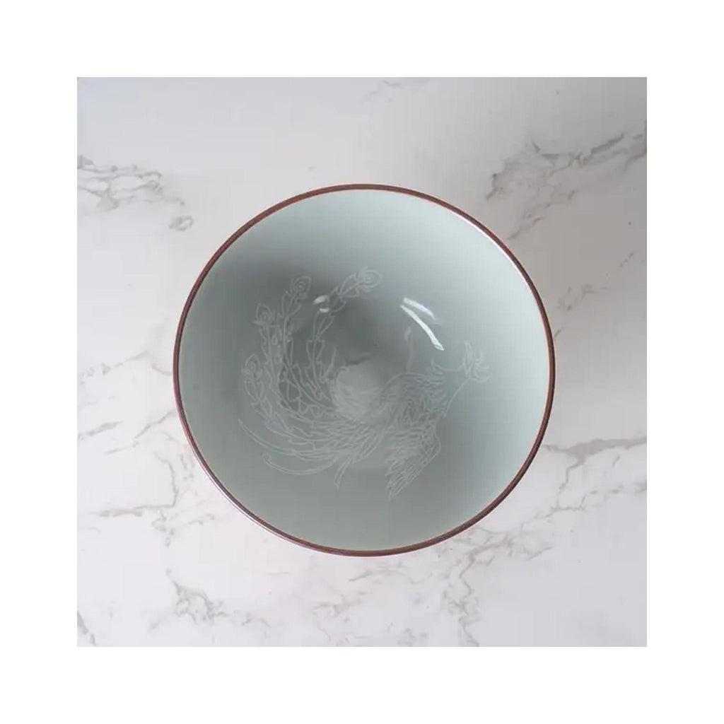 Japanese Phoenix Porcelain Rice Bowl - interior