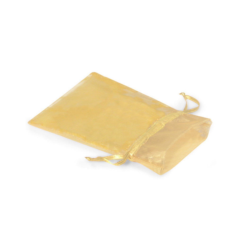 Organza Gift Bag with Ribbon Drawstring - Gold