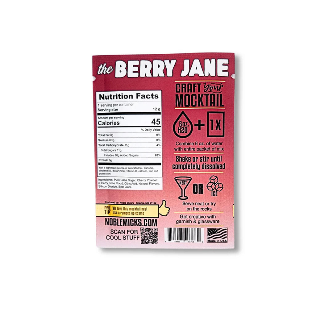 Noble Mick's Single Serve Craft Mocktail Mixes - Berry Jane info