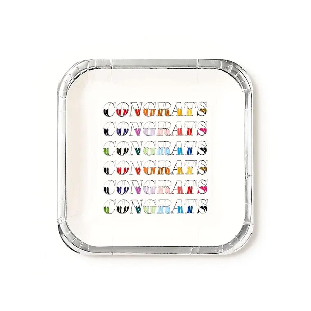 Colorful Congrats Party Square Plates