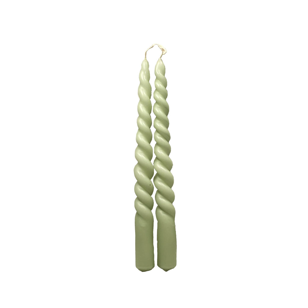 Hand-dipped Twisted Candle Pairs- Sage