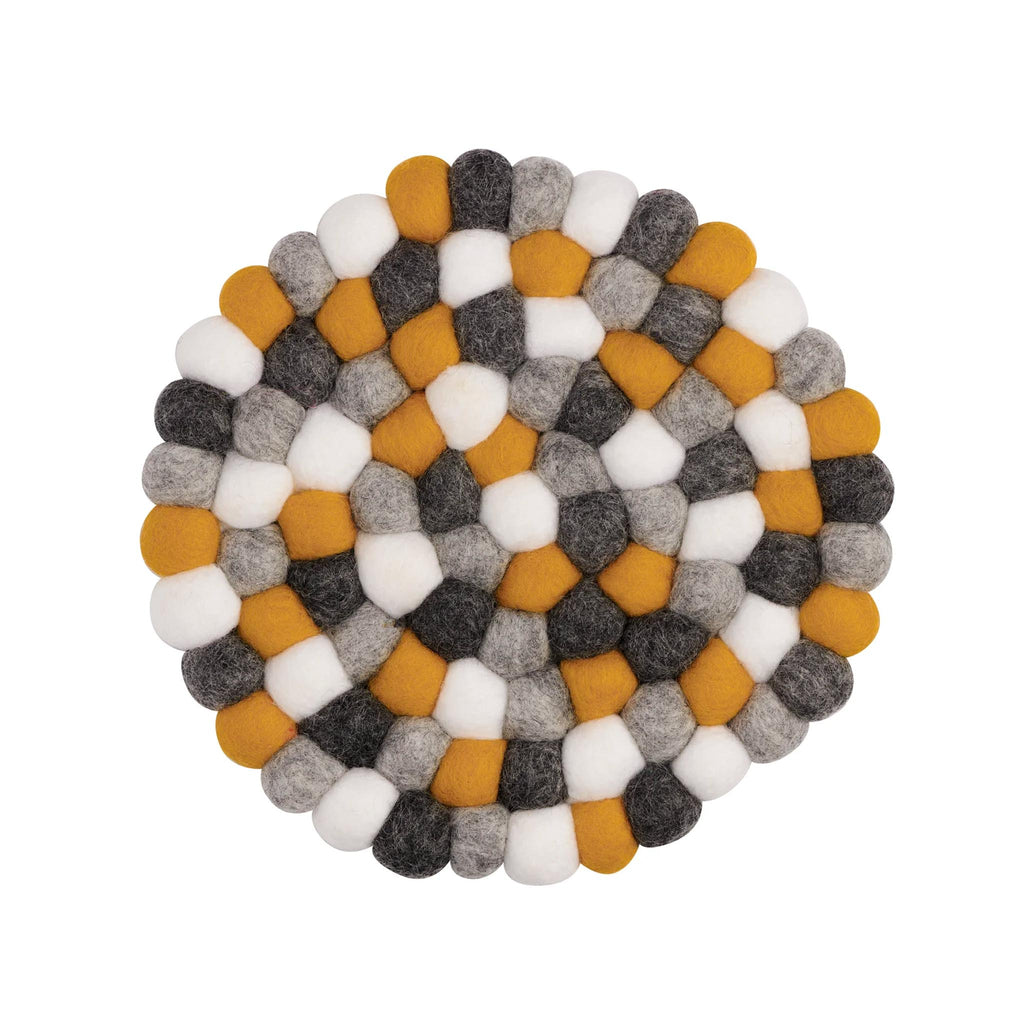 ModWool Felt Ball Trivets - Yellow/Grey/White