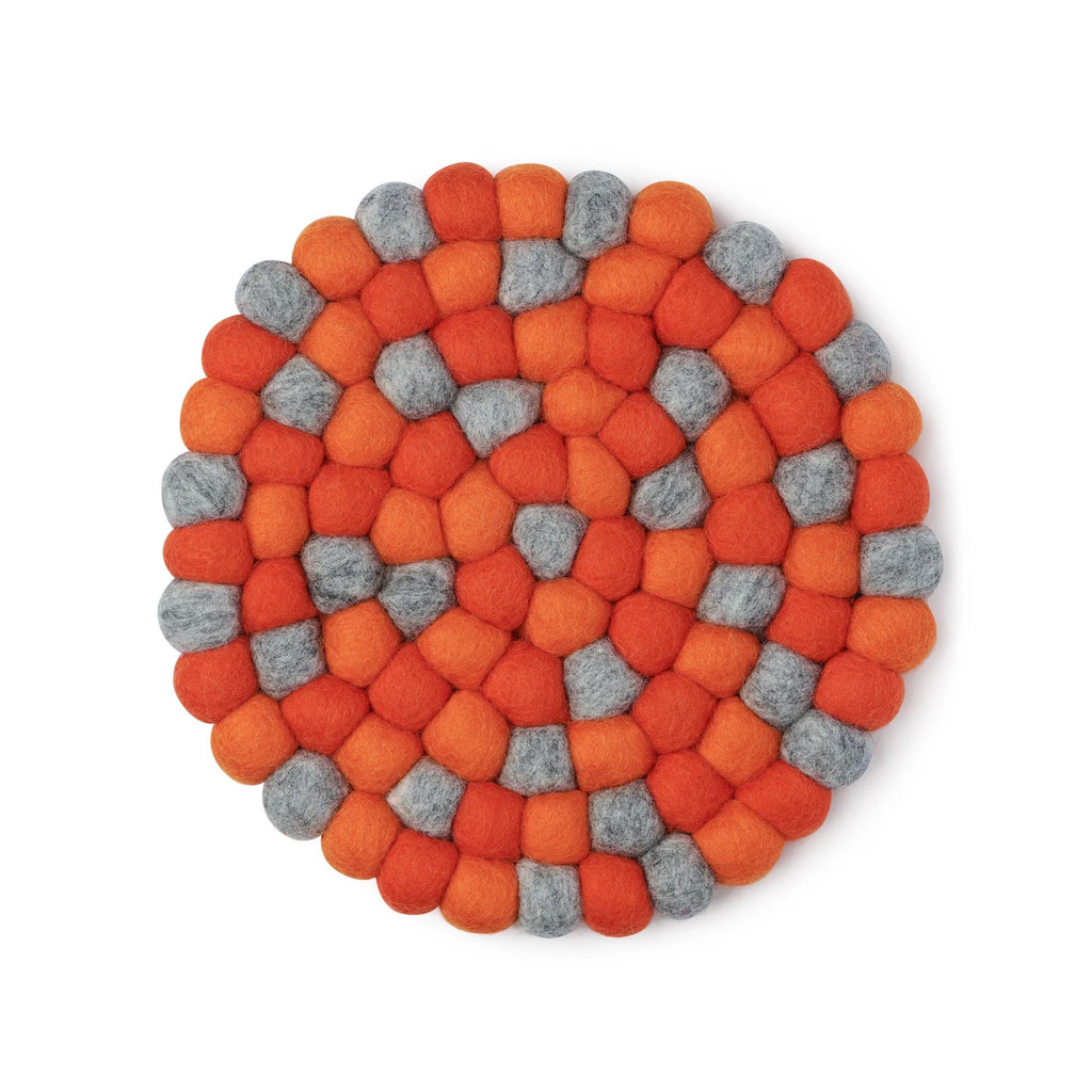 ModWool Felt Ball Trivets - Orange/Grey