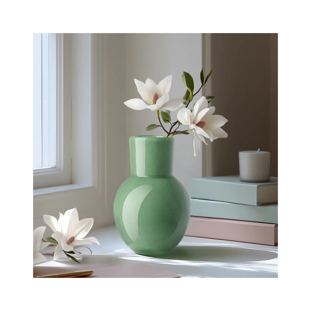 Opaque Flared Ball Glass Vases - Green in use