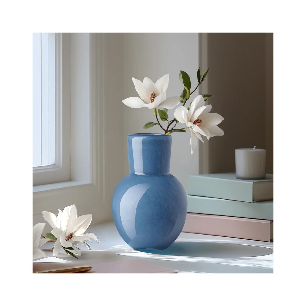 Opaque Flared Ball Glass Vases - Blue in use