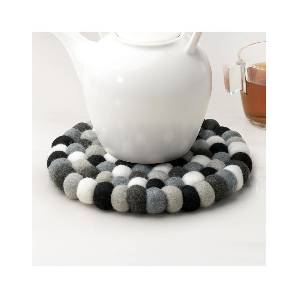 ModWool Felt Ball Trivets - Black/Grey/White - in use