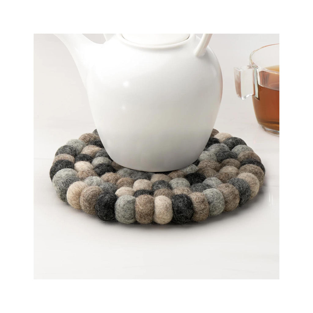 ModWool Felt Ball Trivets - Multi/Natural - in use