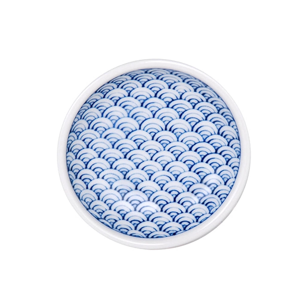Seigaiha Waves Porcelain Sauce Dish - interior