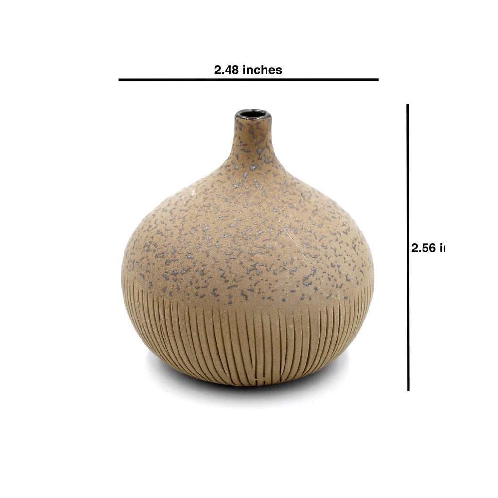 Porcelain Congo Tiny Bulb Vases - Small - Brown Speckled with dims