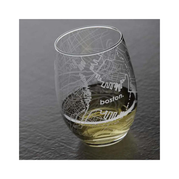 Boston Map Stemless Wine Glass