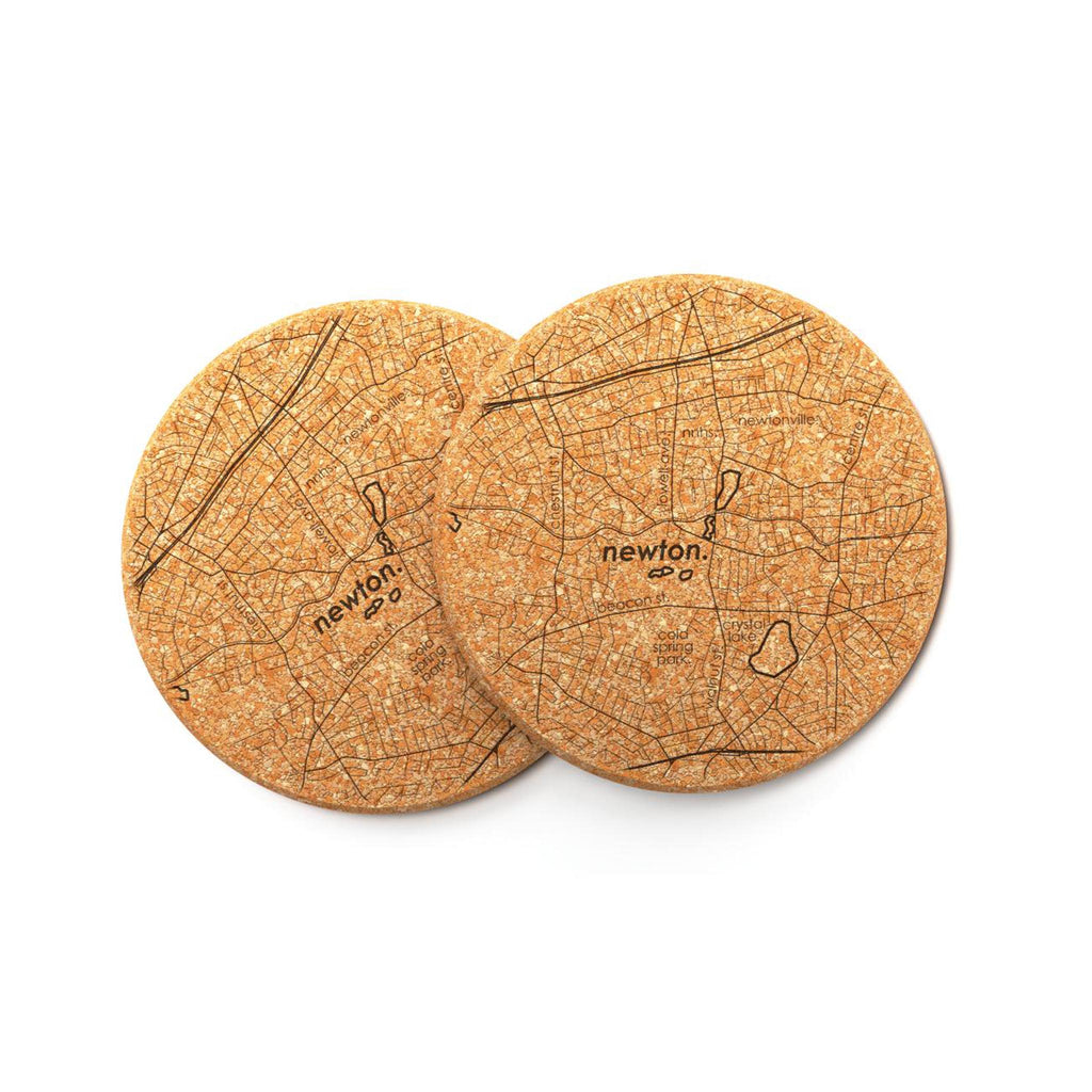 Newton, MA Cork Coaster - Set of 2