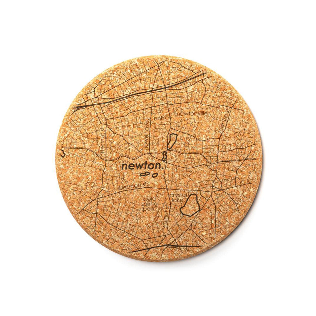 Newton, MA Cork Coaster - Set of 2 - detail