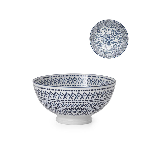 Kiri Porcelain Bowl - Blue Stitch - Medium