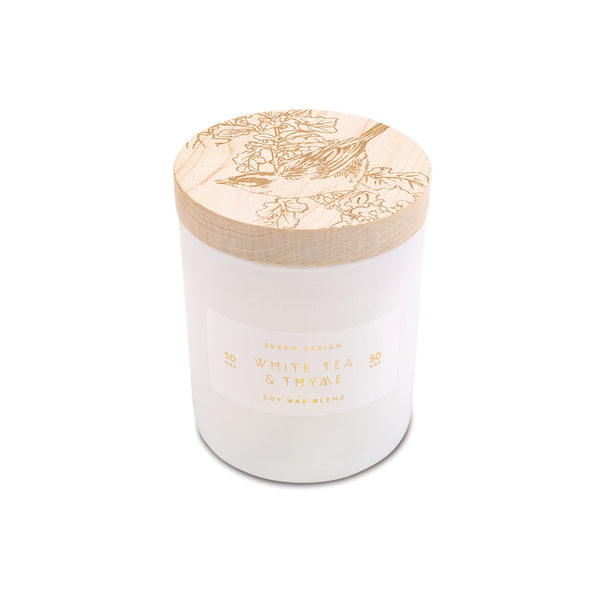 Print Block Small Candle: White Tea & Thyme