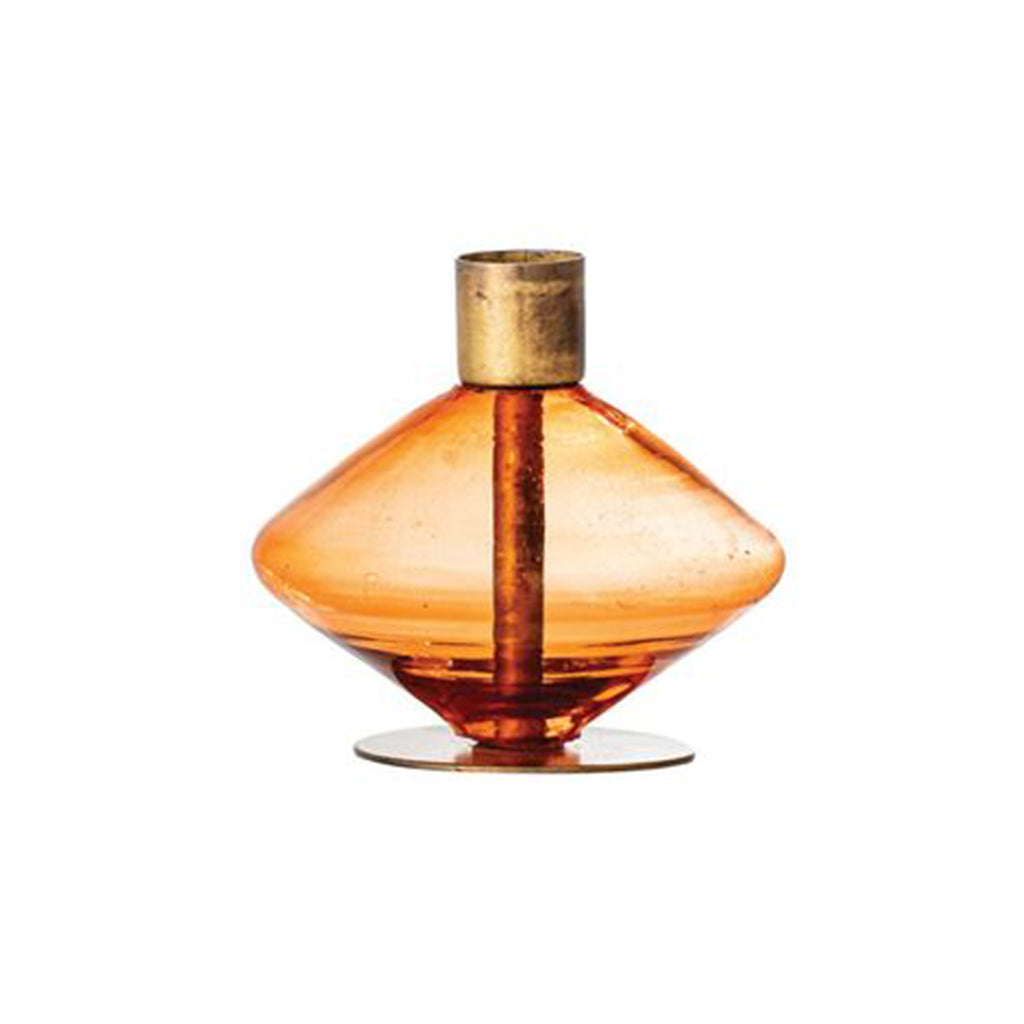 Glass & Metal Taper Candle Holder - L