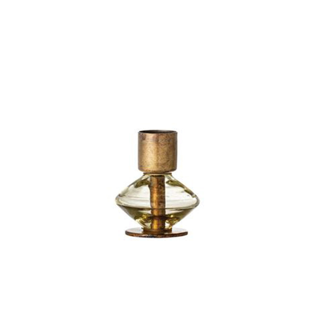 Glass & Metal Taper Candle Holder - XS