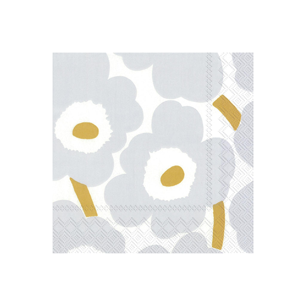 Marimekko Unikko White Silver Luncheon Napkins