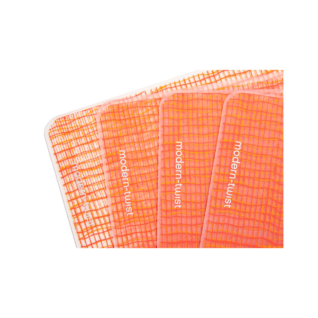 Modern Twist Silicone Placemat - Linen - Tangerine - 4 stacked