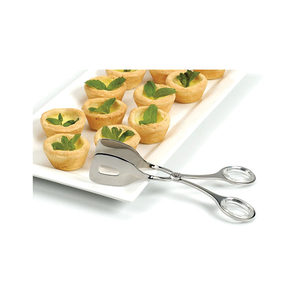 Stainless Steel Serving Tongs - Small - with pastries