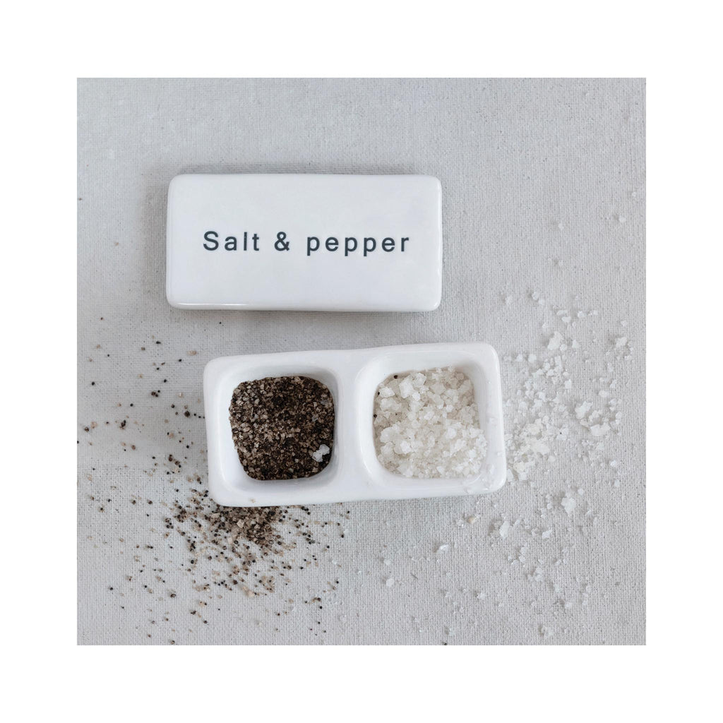 Salt & Pepper Pinch Pot with Lid in use