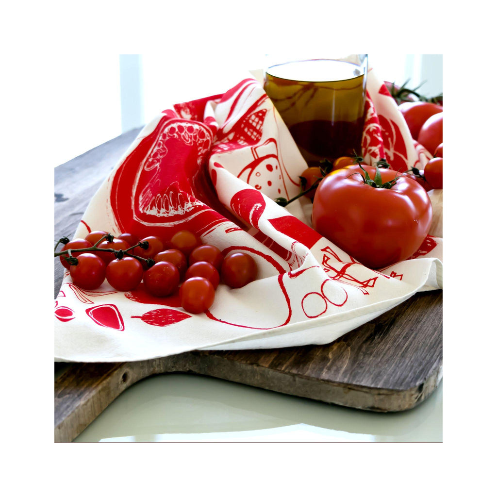Pilgrim Waters Tea Towel - Tomato lifestyle shot
