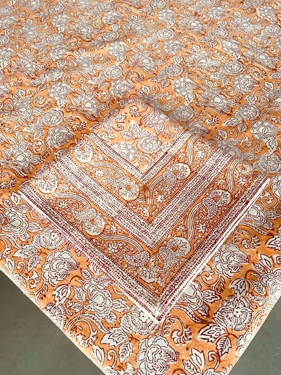 Block Print Tablecloth Rashmi Orange - Round