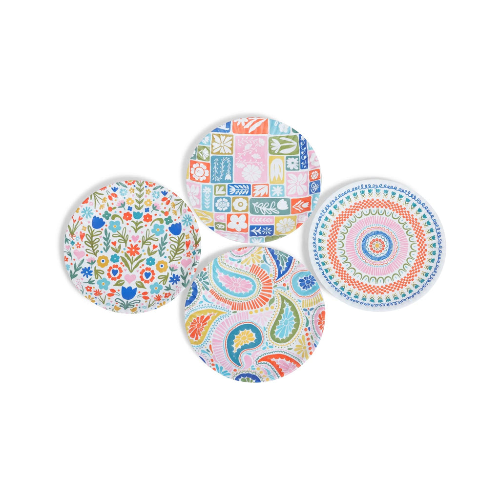 Folk Nouveau Melamine Plates Set of 4