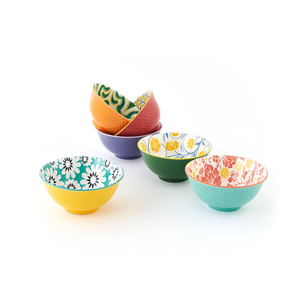 Fun Patterned Porcelain Bowls - 6"