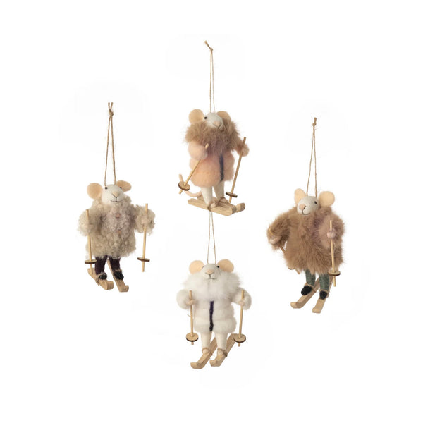 Skiing Mice Ornaments