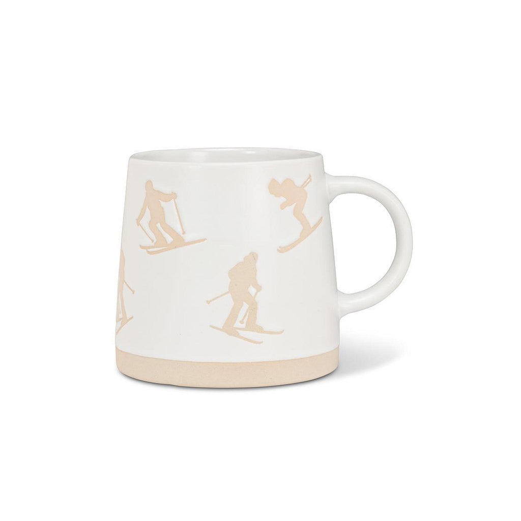 Wide Base Mugs - Winter White - Skiers
