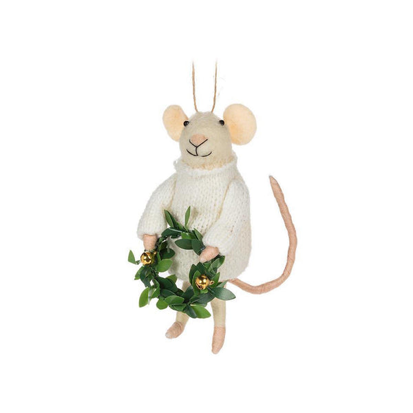 Felt Mouse Ornament - Wreath