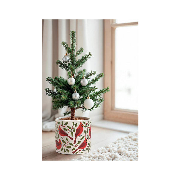 Cardinals & Holly Planter - in use