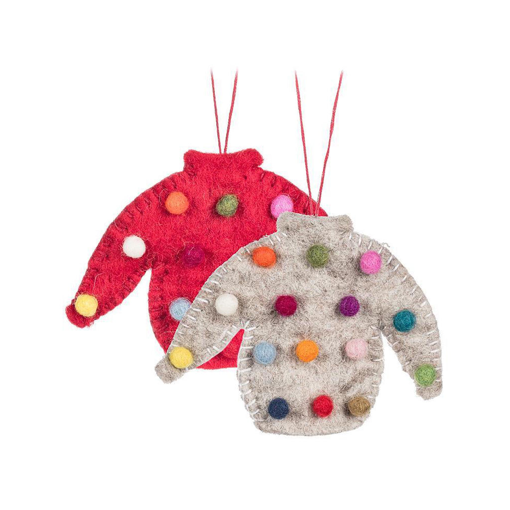 Sweaters with Pom Poms Ornaments