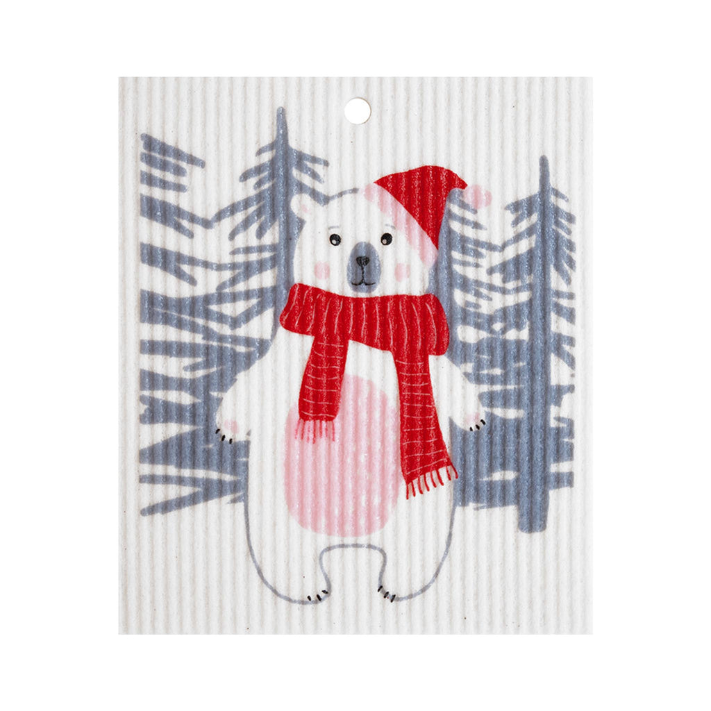 Swedish Dishcloths - Winter Imagery - Polar Bear with Scarf
